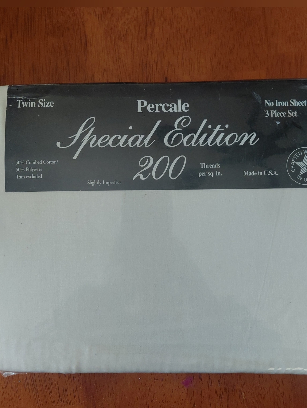 Special Editipn 200 Count Percale Twin Sheet Set NEW made In USA Off White